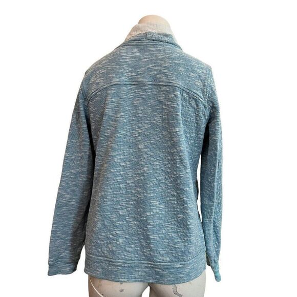 REI Jacket Womens Large Blue Space Dye Full Zip Pockets Sweatshirt Funnel Neck - Picture 2 of 4